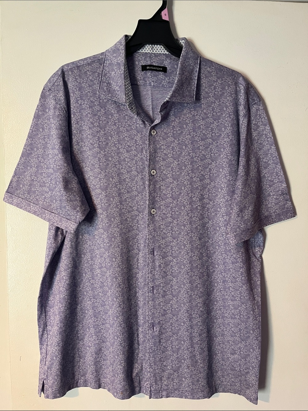 Bugatchi Lilac Floral Short-Sleeve Button-Down Shirt
